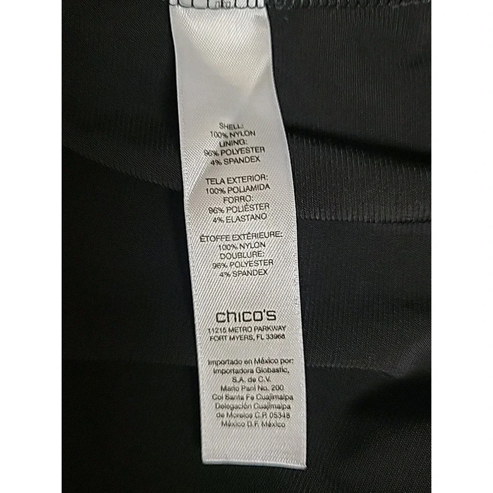 Chicos Sz 3 Lg Women's Black  & White Polka Dot Sheer Over Black Layered Blouse - Picture 7 of 8